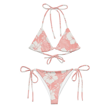 Pink Floral String Bikini Set