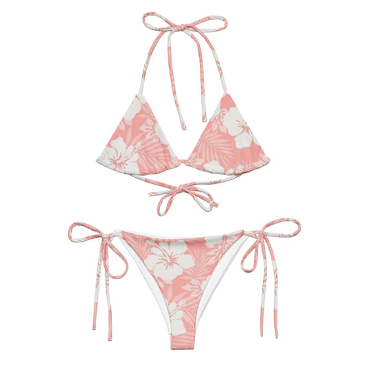 Pink Floral String Bikini Set