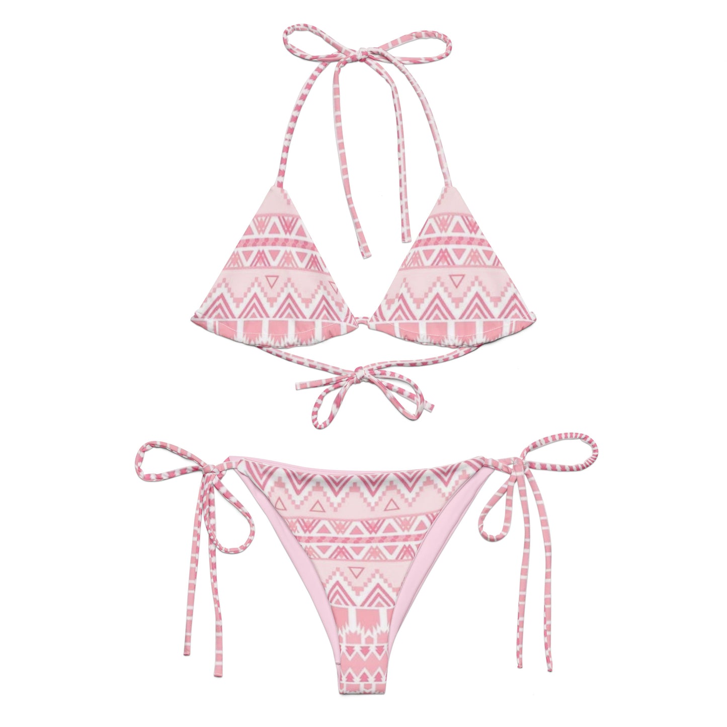 Pink Tribal Pattern String Bikini Set