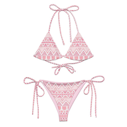 Pink Tribal Pattern String Bikini Set