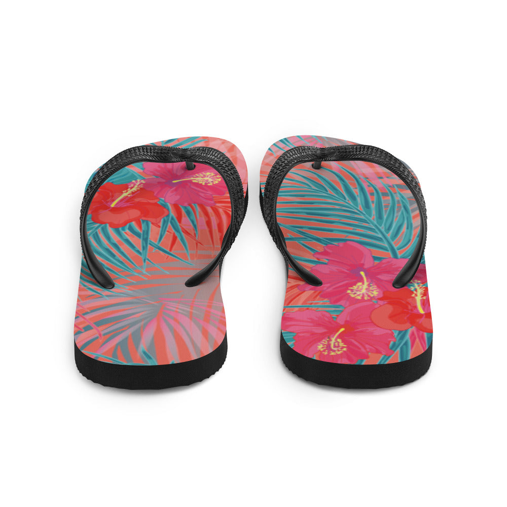 Tropical Floral Flip-Flops