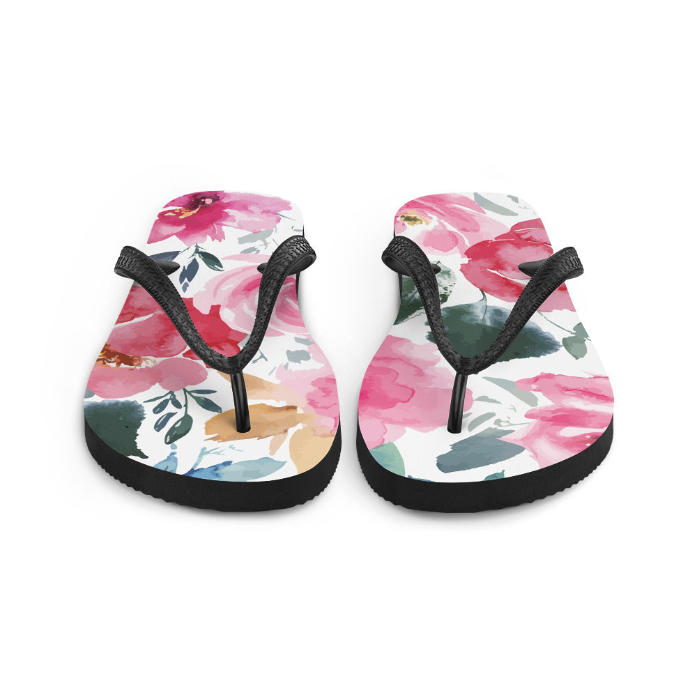Pink Floral Flip-Flops