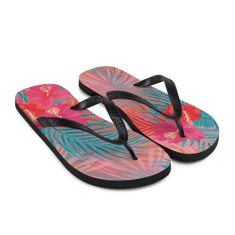 Tropical Floral Flip-Flops