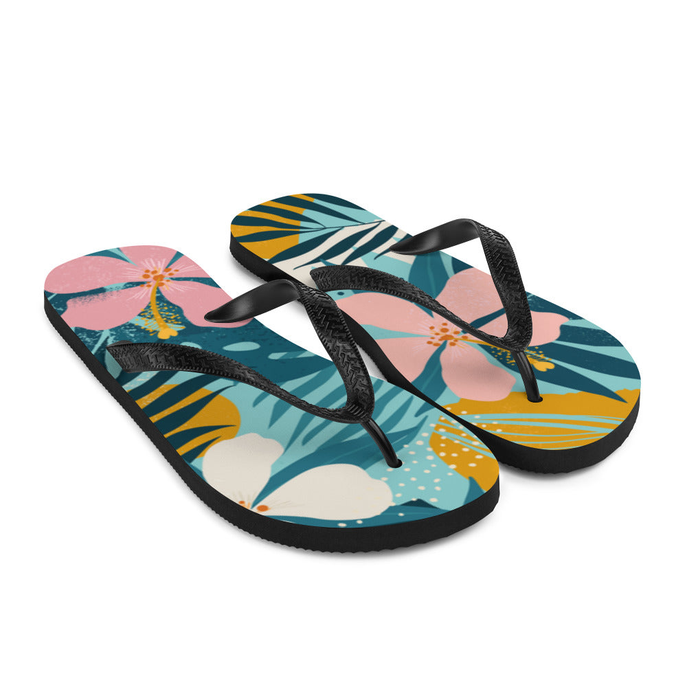 Tropical Floral Flip-Flops