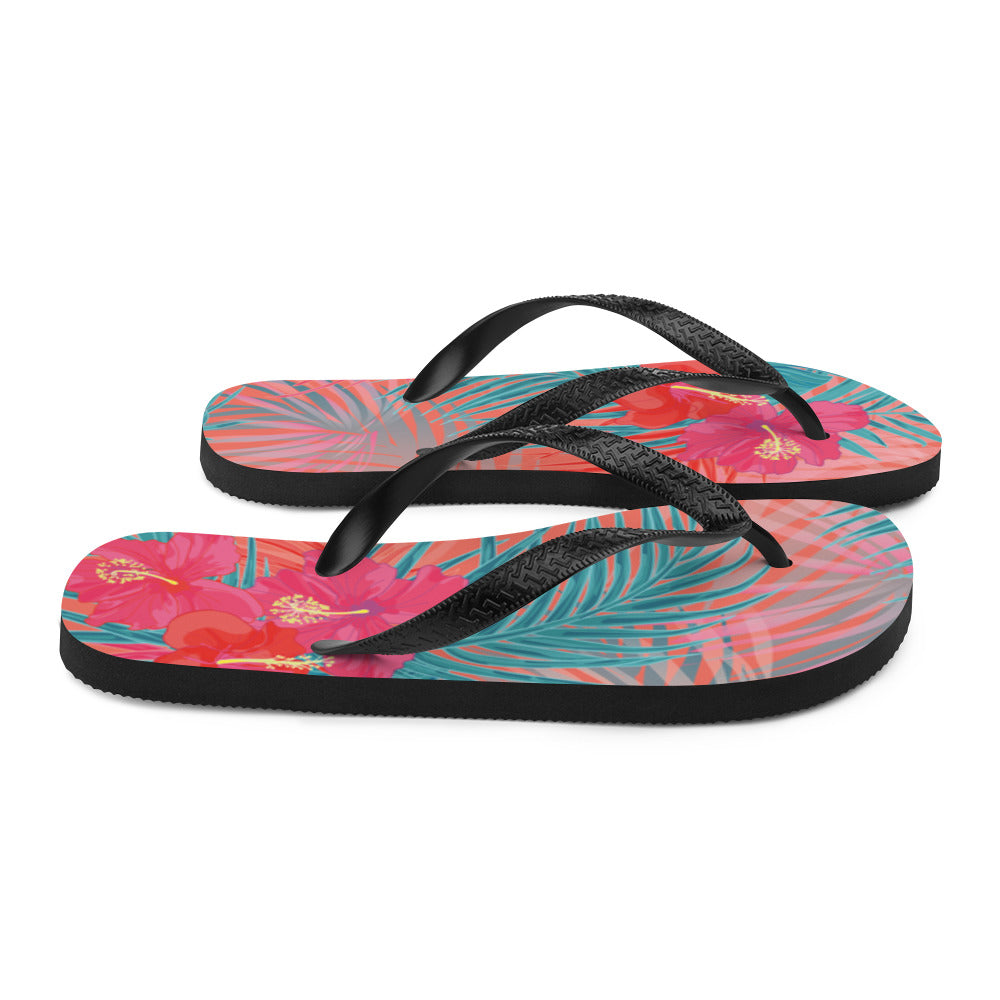 Tropical Floral Flip-Flops