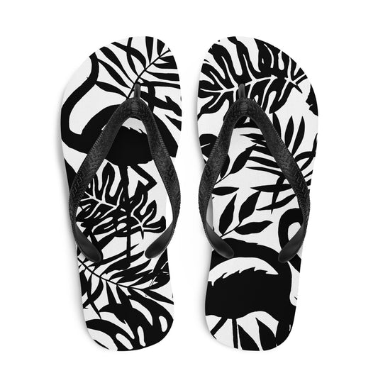 Black Floral Flip-Flops