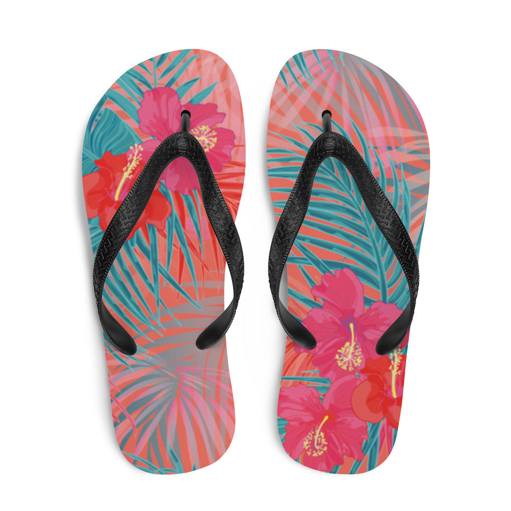 Tropical Floral Flip-Flops